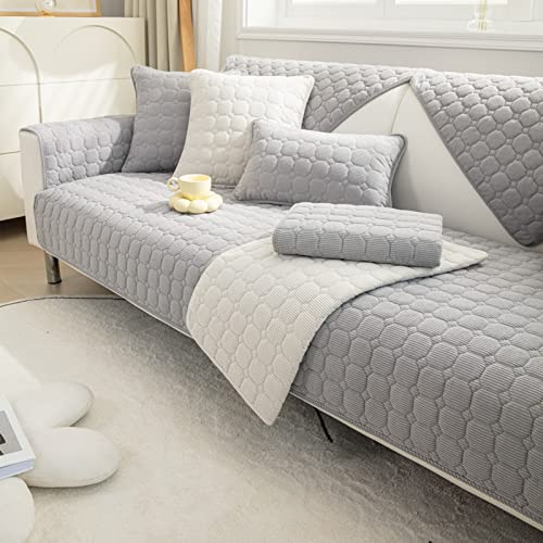 TUCVZVO Sofaschoner rutschfest 1 2 3 4 Sitzer Weicher Couchbezug L Form, Anti-Rutsch Sofaüberwurf, Sofahusse Sofa Überzug Ecksofa, Sofaschoner Für Hunde,Grau,1 pc 70x180cm von TUCVZVO