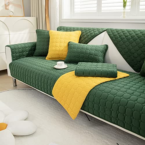 TUCVZVO Sofaschoner rutschfest 1 2 3 4 Sitzer Weicher Couchbezug L Form, Anti-Rutsch Sofaüberwurf, Sofahusse Sofa Überzug Ecksofa, Sofaschoner Für Hunde,Grün,1 pc 110x210cm von TUCVZVO