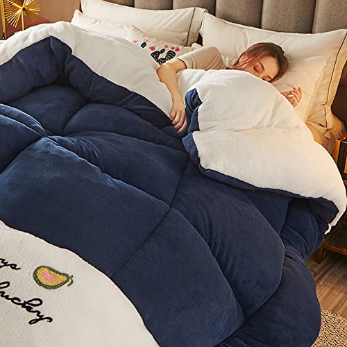 TUCVZVO Winter Warm Steppdecke Bettdecke Dicker Lamm-Kaschmir, Decke, Flauschige Kaschmir-Steppdecken,Kern Aus Lammsamt, Plüsch Winterdecke,Blau,200x230cm(5kg) von TUCVZVO
