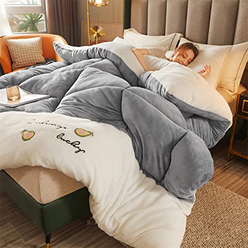 TUCVZVO Winter Warm Steppdecke Bettdecke Dicker Lamm-Kaschmir, Decke, Flauschige Kaschmir-Steppdecken,Kern Aus Lammsamt, Plüsch Winterdecke,Grau,150x200cm(4kg) von TUCVZVO