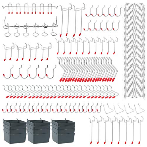 230 Stück Stecktafel-Regal-Set, Stecktafel-Haken, Zubehör, Stecktafel-Haken-Sortiment mit Stecktafel-Behältern, Steckschlössern, zum Organisieren verschiedener Werkzeuge von TUDOU