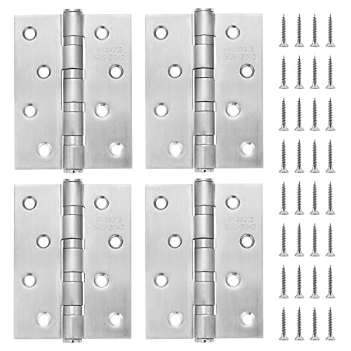 SHEENO 4 Stück Edelstahl-Türscharnier, 10,2 cm Türscharnier, 4-Wege-Stahlkugelscharniere, kugelgelagerte Türscharniere mit Schrauben, Stärke 2,5 mm von TUDOU