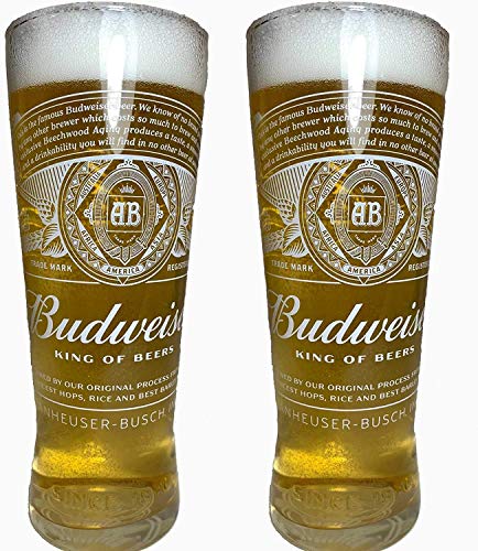 Offizielles Budweiser 2020 Bierglas (King of Beers), 568 ml, Doppelpack x 2 von TUFF LUV