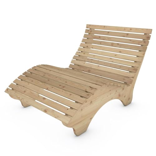 TUGA - Holztech Gartenliege Relaxliege Himmelssofa Ruhe-Vroni (Lärche) 2-teilig stehend Breite 120cm Waldsofa von TUGA - Holztech