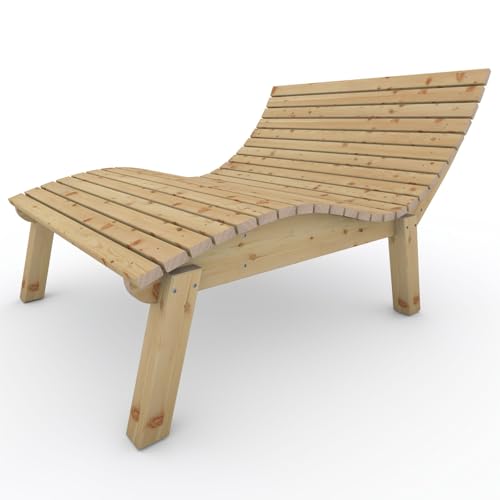 TUGA - Holztech Gartenliege Relaxliege Liege - Franzi (Lärche) Breite 140cm Einstiegshöhe 60cm von TUGA - Holztech