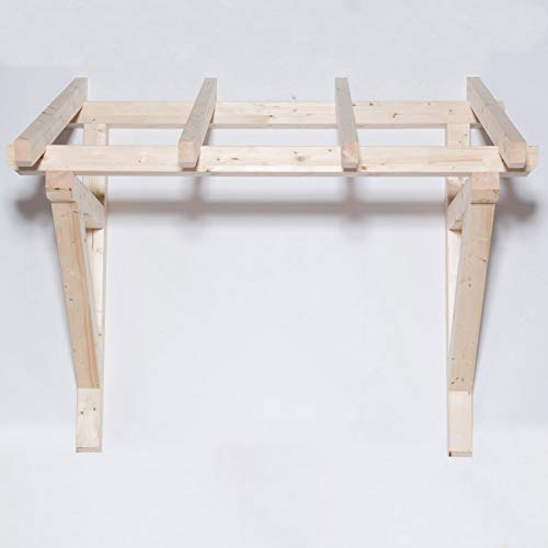 TUGA - Holztech Leimholz Balken 100x100mm Pultdach Haustürvordach Tür Haustür Überdachung Vordach Holz (Tiefe 145cm (Sparrenlänge), Breite Pfetten 250cm) von TUGA - Holztech