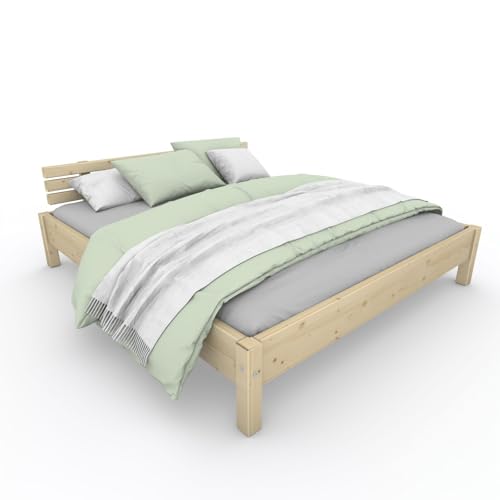 TUGA - Holztech Marken Dübelbett Naturholzbett 300Kg Nannerl belastbar stabil Holzbett Bett Doppelbett 90 120 140 160 180 200 x 200 220 (90 x 200) 38 cm Höhe von TUGA - Holztech