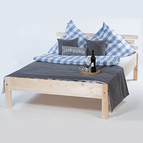 TUGA - Holztech Marken Dübelbett Naturholzbett 300Kg belastbar stabil Daybett Holzbett Bett Doppelbett 90 120 140 160 180 200 x 200 220 (90 x 200) 58 cm Höhe von TUGA - Holztech