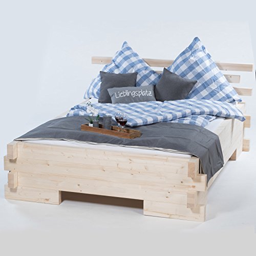 TUGA - Holztech Massives Balkenbett Doppelbett mit und ohne Überstand Daybett Boxspringbett (ohne seitlichen Überstand, 180 x 200) von TUGA - Holztech