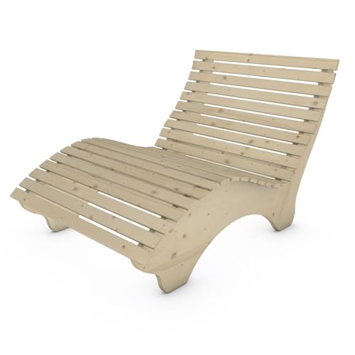 TUGA - Holztech Naturholz Holzliege wetterfeste extrem stabile Relaxliege Waldsofa Himmelsliege Liegelänge 220cm Einstiegshöhe 58 cm Breite 120cm von TUGA - Holztech