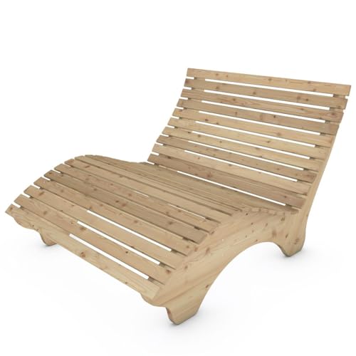 TUGA - Holztech Gartenliege Relaxliege Himmelssofa Ruhe-Vroni (Lärche) 2-teilig stehend Breite 140cm Waldsofa von TUGA - Holztech