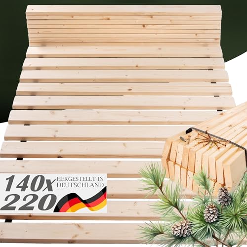 TUGA - Holztech Rollrost 300 kg 20 Leisten - Hochwertiger extra starker Lattenrost aus heimischen Wäldern - Rolllattenrost unbehandelt für gesunden Schlaf (140 x 220 cm) von TUGA - Holztech