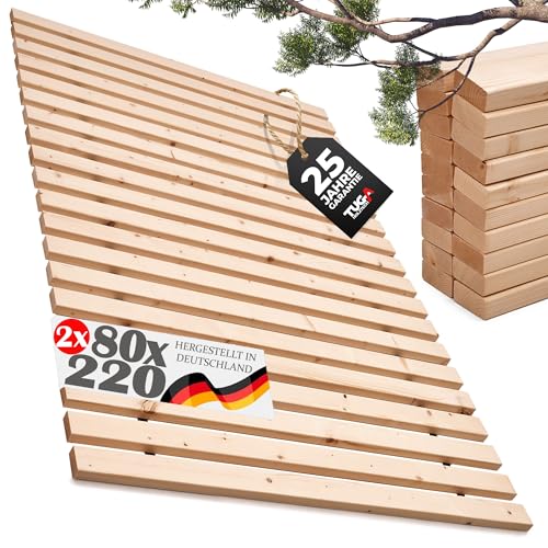 TUGA - Holztech Rollrost Lattenrost Made in Germany 29mm Aufbauhöhe 0-500kg Größe 160 x 220 cm (80x220 2Stück) von TUGA - Holztech
