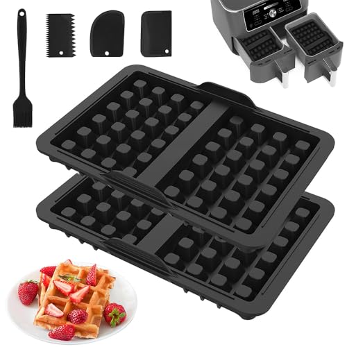 2 Stück Waffeleinsatz kompatibel mit Backzubehör,Silikon Waffelplatten Waffelform Belgische Waffeln Zubehör,Waffeleinsatz für Ninja AF300EU, AF400EU, AF451EU, SL400EU und AF500DE Heißluftfritteuse von TUIBEIDAMAI