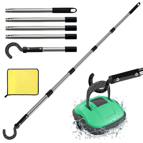 Haken für Poolroboter mit Teleskopstange 185 cm, Zubehörhaken Für Pool Saugroboter, Pool Reinigungszubehör Haken, Generisch Haken für Poolreiniger Roboter Zubehör für Alle Poolroboter (Schwarz/185cm) von TUIBEIDAMAI