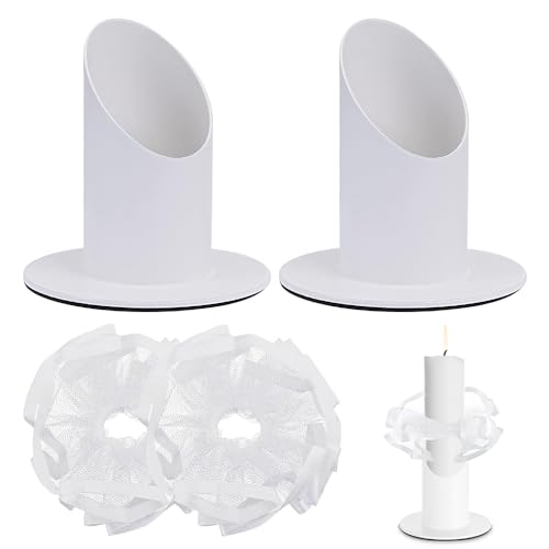 kerzenständer kommunionkerze,2 Stück kommunionkerze ständer 4cm mit 2 Kerzenrock,Kerzenständer aus Metall,kerzenhalter Kommunion für Stabkerzen, Taufkerze, Hochzeit Kerze, Taufkerzenständer von TUIBEIDAMAI