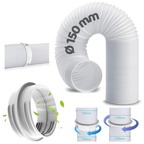 Klimaanlage Schlauch Verlängerung 200cm mit Adapter 130mm innen/150mm außen,Abluftschlauch Klimagerät,Klimaanlage Verlängerungsschlauch,Klima Abluftschlauch,Klimaschlauch für Klimaanlage von TUIBEIDAMAI