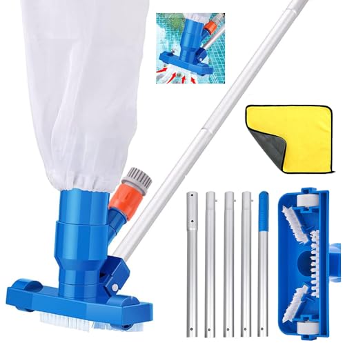Pool Sauger Boden, Poolsauger Bodensauger mit Teleskop Aluminiumstange 180cm, Pool Bodensauger Set, Staubsauger Pool Unterwasser, Pool Reinigung Bodensauger, Pool Boden Reinigen von TUIBEIDAMAI
