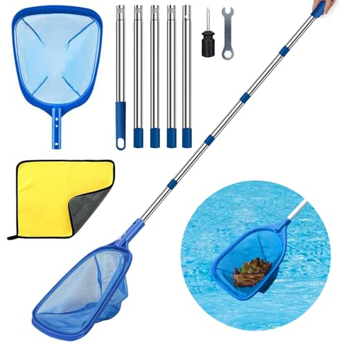 TUIBEIDAMAI Pool Kescher mit Teleskopstange 220cm Lang, Teichkescher Feinmaschig, Laubkescher Pool, Bodenkescher Pool, Pool Reinigungsset,für Schwimmbad, Spas,Teich,Whirlpools,Planschbecken von TUIBEIDAMAI