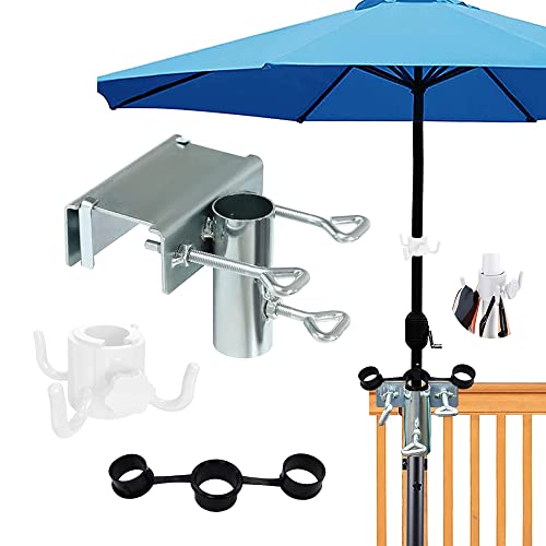 TUIBEIDAMAI Sonnenschirmhalter Balkongeländer Einstellbar,Platzsparende Sonnenschirm Halterung Balkon Ø25-38mm,Schirmhalterung Balkongeländer,Sonnenschirmständer,Geeignet für maximale Breite 5cm von TUIBEIDAMAI