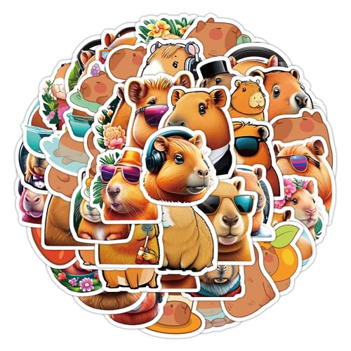 50Stück Capybara Aufkleber für Fahrrad,Gepäck,Motorrad,Kühlschrank, Skateboard,Auto,Laptop,Stoßstange,Computer,niedliche Tier Wasserschwein Vinyl Aufkleber,Jungen Kinder Geschenk,Cartoon Sticker 50Stück Capybara Aufkleber für Fahrrad,Gepäck,Motorrad,Kühlschrank, Skateboard,Auto,Laptop,Stoßstange,Computer,niedliche Tier Wasserschwein Vinyl Aufkleber,Jungen Kinder Geschenk,Cartoon Sticker von TUIOBUN
