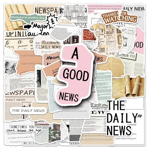 50Stück Retro Newspaper Aufkleber für Fahrrad,Motorrad,Phone,Laptop, Auto,Stoßstange,Kühlschrank,Aesthetic Vinyl Vintage Aufkleber,Erwachsene Jugendliche Geschenk,Wasserdicht Scrapbook Sticker 50Stück Retro Newspaper Aufkleber für Fahrrad,Motorrad,Phone,Laptop, Auto,Stoßstange,Kühlschrank,Aesthetic Vinyl Vintage Aufkleber,Erwachsene Jugendliche Geschenk,Wasserdicht Scrapbook Sticker von TUIOBUN