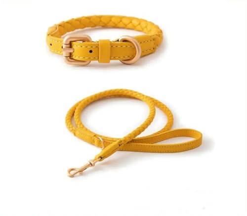 TUITA Set aus Leder-Hundehalsband und Leine, verstellbares PU-Hundehalsband, weiche und langlebige geflochtene Leine für Hunde von TUITA