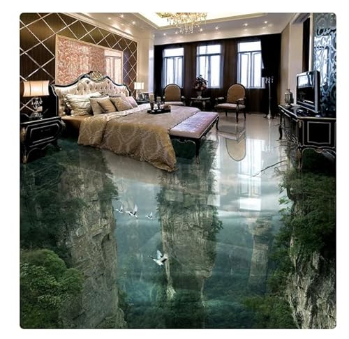TUJU Bodentapete 3D-Klippen Berggipfel Wohnzimmer Badezimmer 3D-Bodenfliesen Wandbild PVC Selbstklebende Tapetenrolle * 430 cm x 300 cm (169,3 x 118,1 Zoll) von TUJU