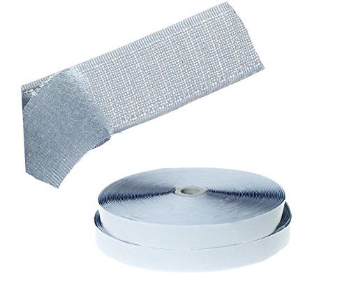 TUKA 25m x 25mm Klettband selbstklebend (25 Meter Flauschband & 25m Hakenband), 25mm breit Klebender Klettverschluss, Langfristig Extra Stark Haftkraft Flausch & Haken, Silber Grau TKB5009 Silvergray von TUKA-i-AKUT