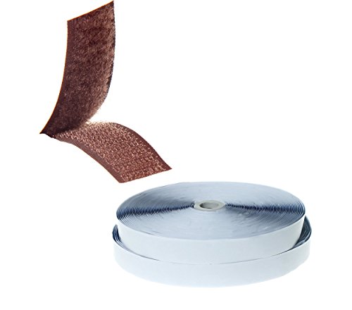TUKA 25m x 25mm Klettband selbstklebend (25 meter Flauschband & 25m Hakenband), 25mm breit Klebender Klettverschluss, Langfristig Extra Stark Haftkraft Flausch & Haken, Braun TKB5009 brown von TUKA-i-AKUT