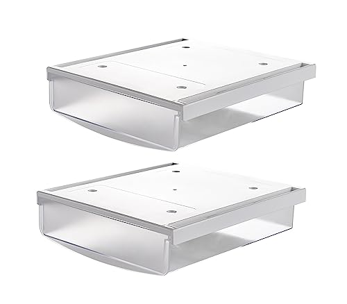 TUKA 2X 1,7L Unterschreibtisch-Schubladen 21x18x5,4cm, Selbstklebende Schubladen, Versteckte Unterbauschublade Aufbewahrungsbox unter Schreibtisch, Utensilien Stiftebox Matte Transparent 2er TKD8608 von TUKA-i-AKUT