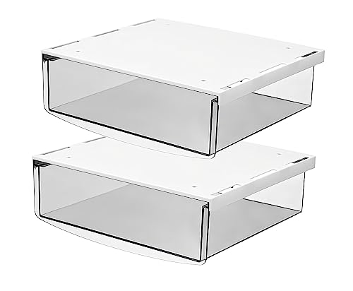 TUKA 2X 1,7L Unterschreibtisch-Schubladen 21x18x5,4cm, Selbstklebende Schubladen, Versteckte Unterbauschublade Aufbewahrungsbox unter Schreibtisch, Utensilien Stiftebox Transparent 2er Set TKD8607 von TUKA-i-AKUT