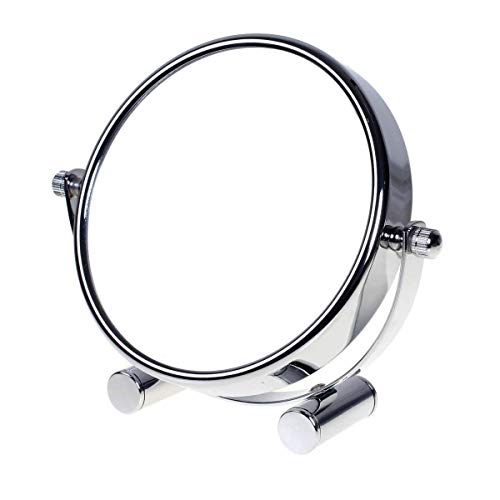 TUKA Designed Kosmetikspiegel 5 Fach, 5 inch Tischspiegel 360° drehbar, Standspiegel Schminkspiegel Badezimmerspiegel Verchromten. Doppelseitiger Rasierspiegel: Normal + 5X Vergrößerung, TKD3104-5x von TUKA-i-AKUT
