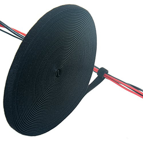 TUKA Klett kabelbinder 25M x 20mm, Frei zuschneidbar Robust Lösbar Wiederverwendbar, Kabelbinder Klettband Kabelmanager Klett Rolle für Anordnen Befestigen Management Kabeln, Schwarz TKB5014 Black von TUKA-i-AKUT
