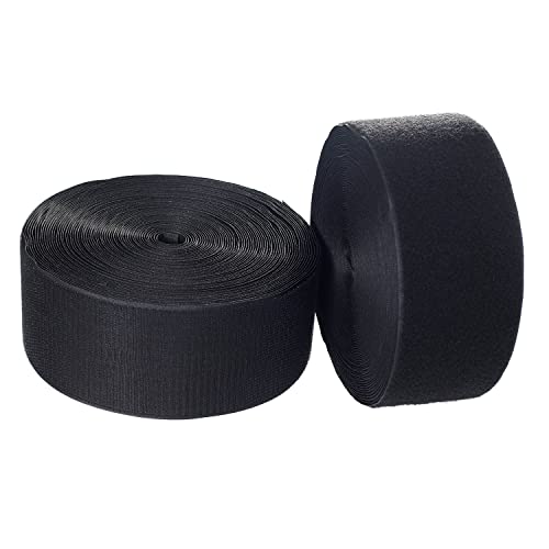 TUKA Klettband zum Nähen, 25 m x 100 mm, nicht klebend, Klettband, Haken und Schnalle zum Nähen, Stoffband, 25 m Haken und 25 m Schnalle, Schwarz TKB5035 Black von TUKA-i-AKUT
