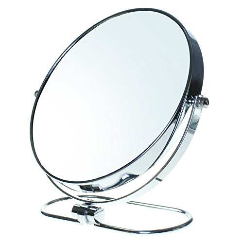 TUKA Kosmetikspiegel 5 Fach Vergrößerung Faltbar, 8 inch Tischspiegel Doppelseitig, Drehbar Verchromten Schminkspiegel Standspiegel Rasierspiegel, zweiseitig: Normal + 5X Vergrößerung, TKD3125-5x von TUKA-i-AKUT