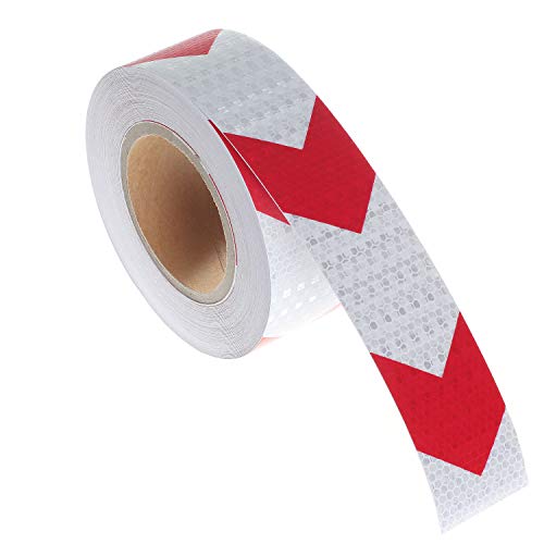 TUKA-i-AKUT 25Mx5cm Reflektierendes Warnklebeband - Hohe Intensität - Pfeil Design - Sicherheit Warnung Reflektorband, Hohe Sichtbarkeit Ausrichtung Aufkleber, Pfeil Rot/Weiß, TKD5031 von TUKA-i-AKUT