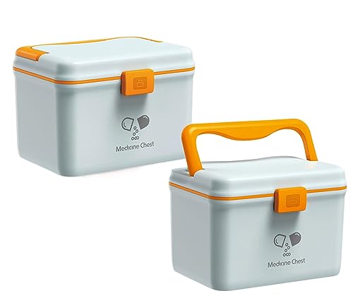 TUKA-i-AKUT 2x 4,8L Medizinbox Zweilagig Portable mit Tragegriff, Medikamentenbox Hausapotheke Box Erste-Hilfe-Box Aufbewahrungsbox Tragbar, Medizinkoffer Multifunktional Outdoor Home, TKD6402 Blau von TUKA-i-AKUT