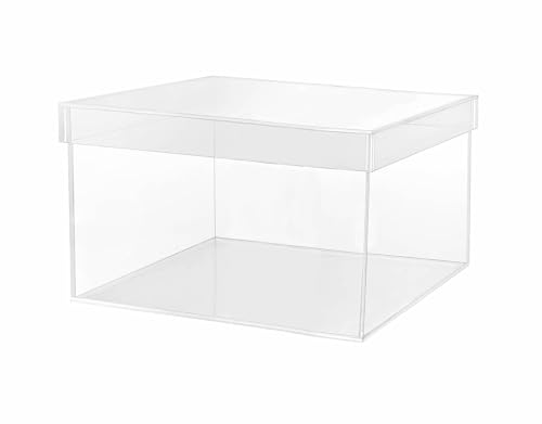 TUKA-i-AKUT 2er Acrylbox 5-Seitig mit Deckel, 4mm Extra Stärke, 31 x 21 x 16 cm Transparent Acryl Schaukasten Schuhbox Geschenkbox für Museum Sammler Hochzeit Vitrine Deko Aufbewahrung TKD8255-2X von TUKA-i-AKUT