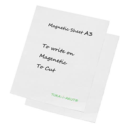 TUKA-i-AKUT 2x A3 Magnetfolie zum Beschriften und Zuschneiden, Flexibel Magnet Tafelfolie Magnetplättchen Gummimagnet, Werbelehrmagnet Magnetische Etikett Plakat, 2er Set Weiß, TKD9041-white-A3-2x von TUKA-i-AKUT