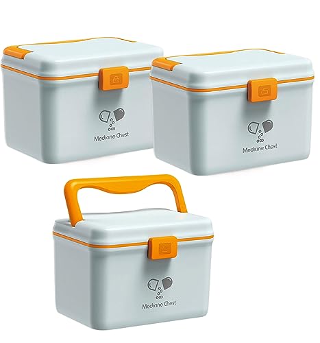 TUKA-i-AKUT 3x 14,6L Medizinbox Zweilagig Portable mit Tragegriff, Medikamentenbox Hausapotheke Box Erste-Hilfe-Box Tragbar, Aufbewahrung Medizinkoffer Multifunktional Outdoor Home, TKD6402-XL Blau von TUKA-i-AKUT