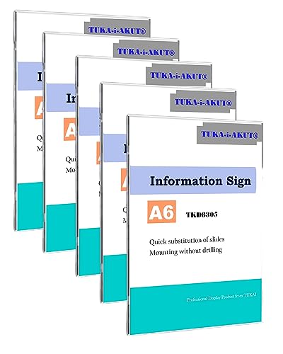 TUKA-i-AKUT 5st. A6 Büroschild Türschild Glasklar, Wandmontage ohne Böhren, Büro Schild zum selbst beschriften für schild 105 mm x 148 mm, Infoschild zum Ankleben, TKD8305-A6-5x von TUKA-i-AKUT