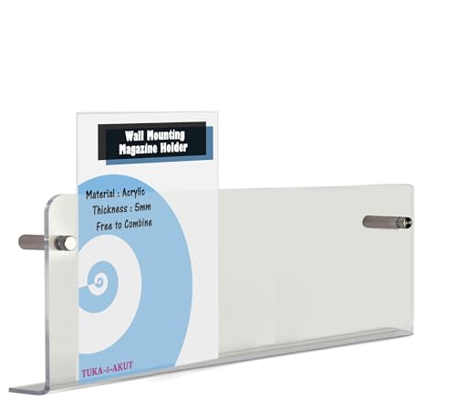 TUKA-i-AKUT 80cm Länge Wand Prospekthalter Acryl Extra Stark, Zeitschriftenhalter Wandregale für Zeitschriften Zeitungen Prospekte Broschür Bücher Wandhalter Transparent TKD8256-80cm-1x von TUKA-i-AKUT