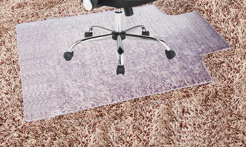 TUKA-i-AKUT 90 x 120 cm Teppich-Bodenschutzmatte mit Lippe, Teppichböden Schutzmatte Bürostuhlmatte, Schreibtischstuhl Unterlage, Stuhlmatte Teppichmatte mit Nieten, Milchig Transparent TKD4012 von TUKA-i-AKUT