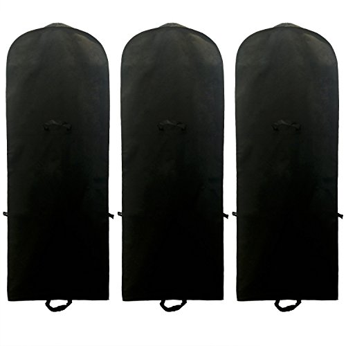 TUKA [3st.] Atmungsaktiver Kleidersack 180cm x 64cm, breite Seitenfalte, Faltbare Schutzhülle für Brautkleider/Abendkleider/Anzüge, Aufbewahrung & Transportieren, Schwarz TKB1001 3x von TUKA-i-AKUT