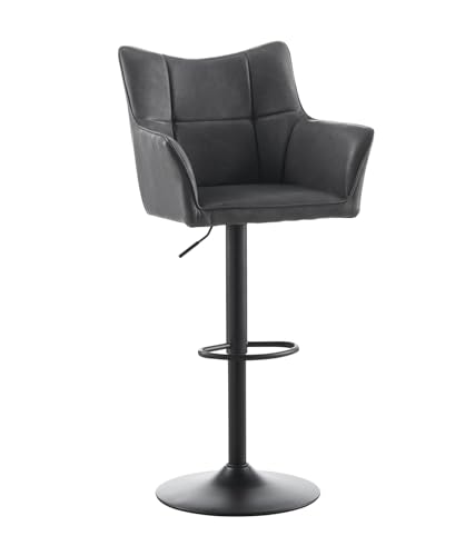 TUKAILAI 1X Barhocker Kunstleder, Barstuhl Höhenverstellbar,360° Drehbar, Hocker mit Armlehne und Rückenlehne, Moderner Küchenhocker Tresenhocker Bistrohocker für Küche Bars Esszimmer, Grau von TUKAILAI
