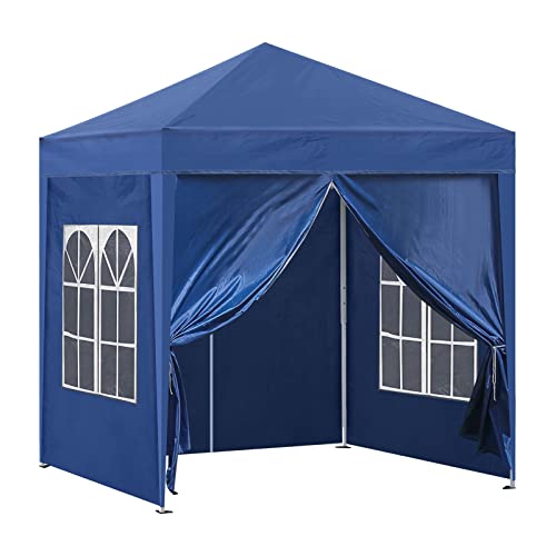 TUKAILAI 3 x 3 m Pop Up Pavillon Robuster, Gartenpavillon Faltbar, Partyzelt, Vorzelt, Überdachung mit 4 Seitenteilen und Tragetasche, Faltpavillon für Outdoor, Hochzeit, Vier Jahreszeiten, blau von TUKAILAI