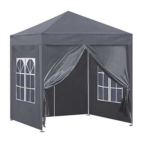 TUKAILAI 3 x 3 m Pop Up Pavillon Robuster, Gartenpavillon Faltbar, Partyzelt, Vorzelt, Überdachung mit 4 Seitenteilen und Tragetasche, Faltpavillon für Outdoor, Hochzeit, Vier Jahreszeiten, grau von TUKAILAI