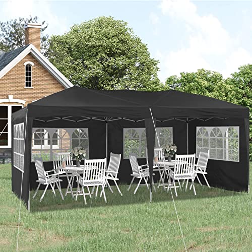 TUKAILAI 3 x 6 m Pop-Up-Pavillon Festzelt Anti-UV Party Hochzeit Zelt Markise Event Unterstände mit Seitenteilen & Aufbewahrungstasche, pulverbeschichteter Stahlrahmen Baldachin für Outdoor Garten von TUKAILAI