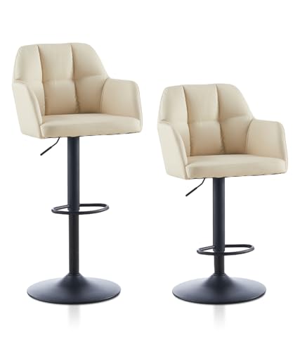 TUKAILAI Barhocker 2er Set Barstühle Höhenverstellbar, Drehstühle, Barstuhl Küchenstühle mit Rückenlehne und Fußstütze, gemütliche Kunstleder weiche Sitzfläche, Creme TUKAILAI Barhocker 2er Set Barstühle Höhenverstellbar, Drehstühle, Barstuhl Küchenstühle mit Rückenlehne und Fußstütze, gemütliche Kunstleder weiche Sitzfläche, Creme von TUKAILAI